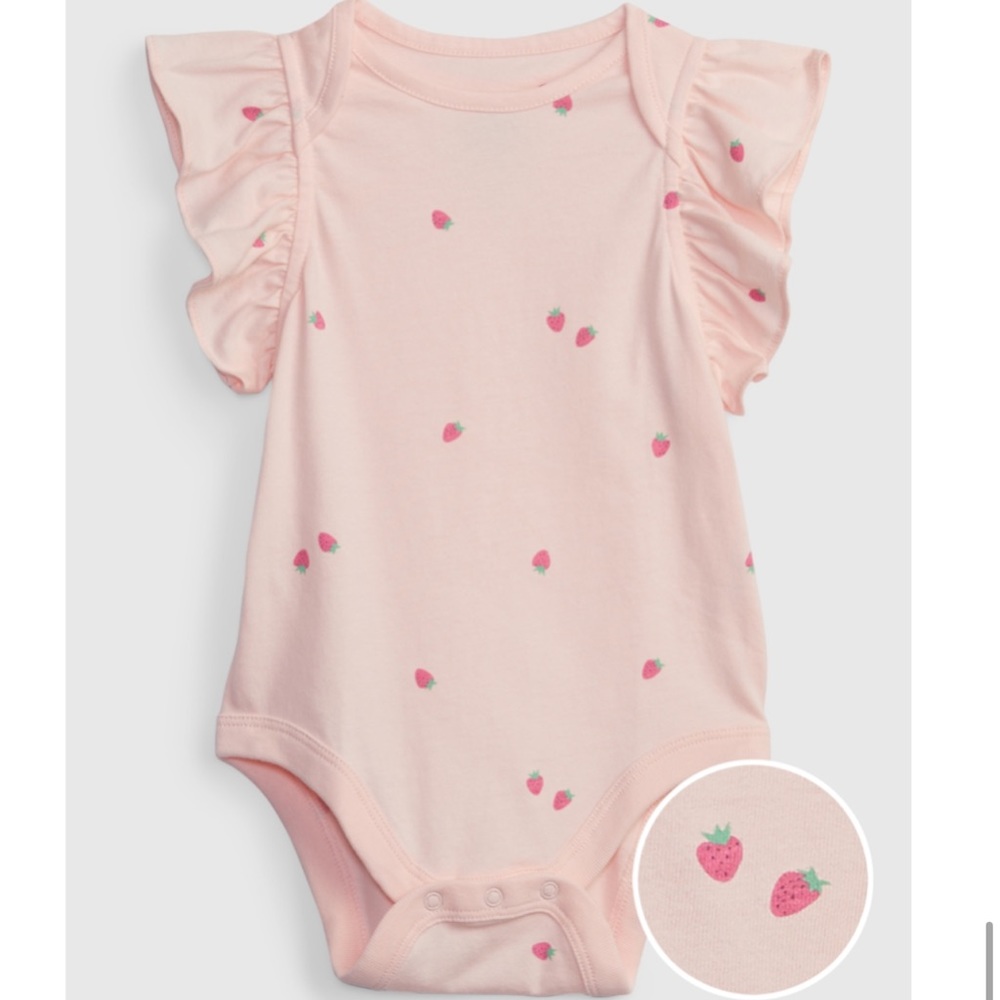 NWT Baby Gap Set of Flutter Sleeve Onesie & Matching Shorts, Pink Cameo, 12-18mo